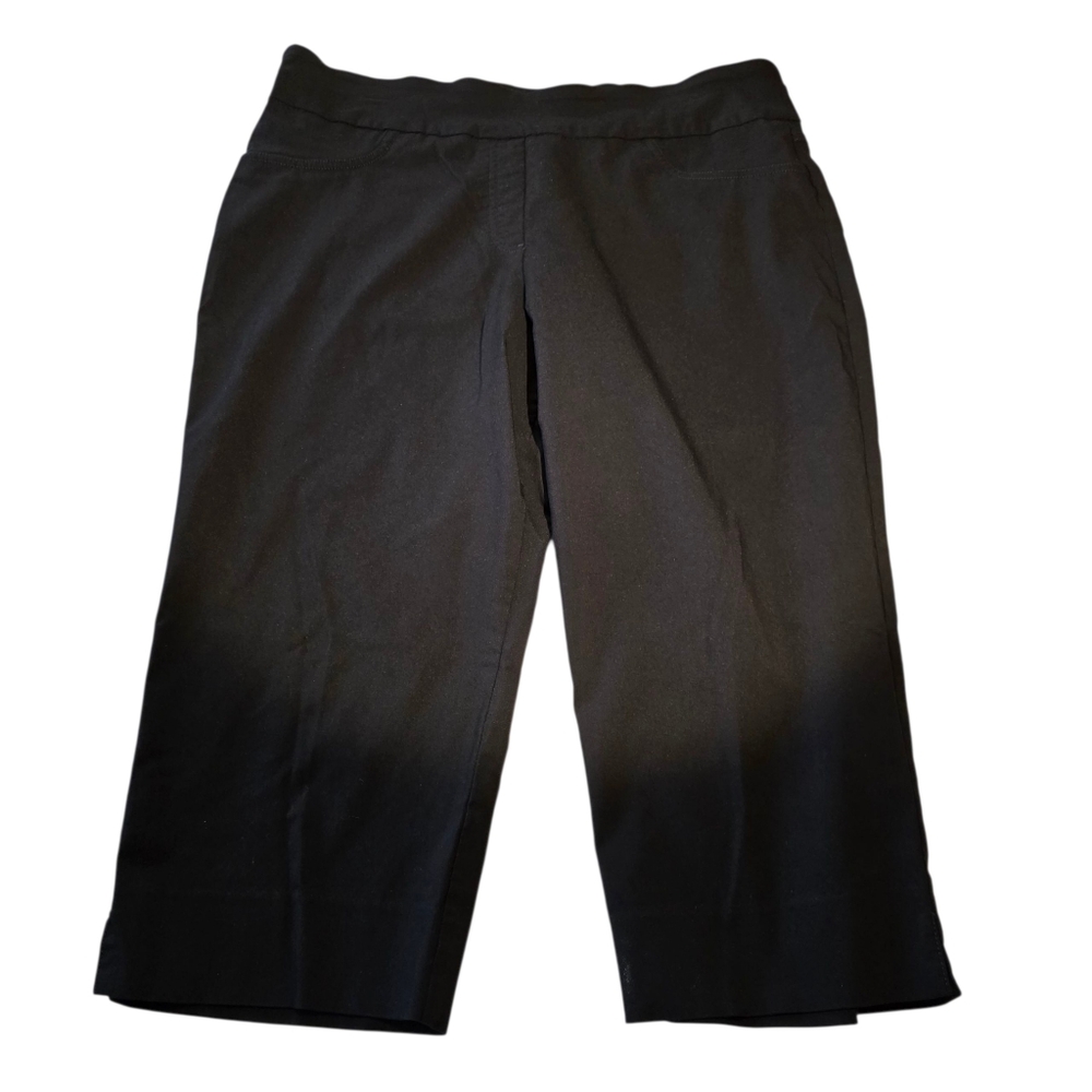 Ruby Rd Favorites Plus Tech Black Capris Elastic Waist 18 EUC
